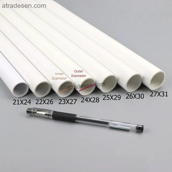 Premium White PVC Rigid Tubing (3mm-27mm ID) - Unmarked Straight Pipe for DIY & Modeling