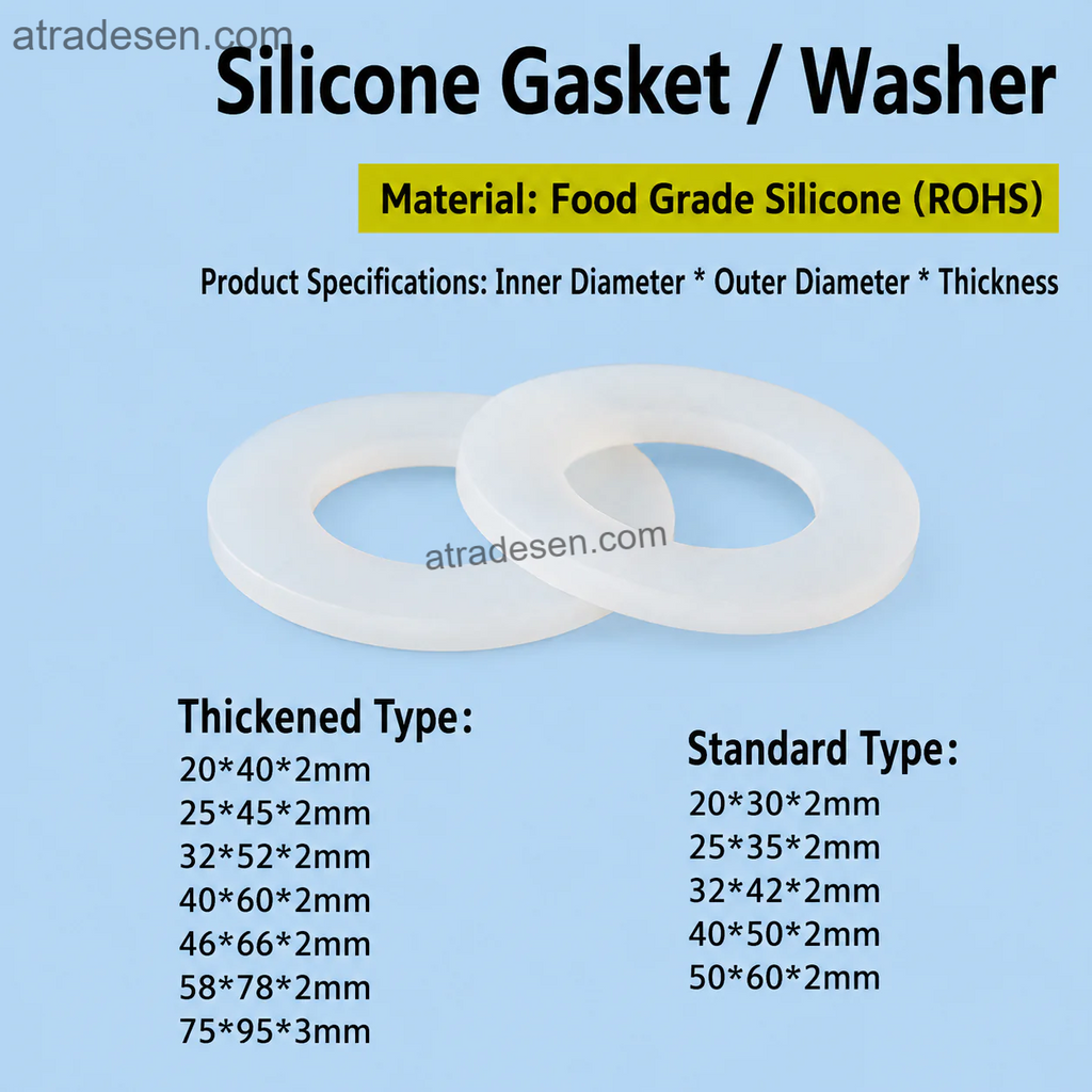 Premium Food-Grade Silicone Aquarium Gasket  Standard & Widened Flat Washer for Bulkhead Fittings  ROHS Compliant Seal