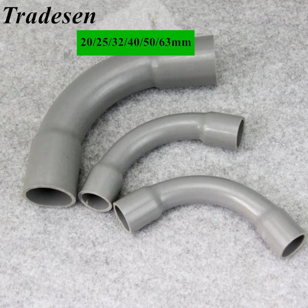 UPVC High-Flow Sweep Elbow Long Radius 90 Degree Bend for Aquarium & DIY Gray (20mm - 63mm)