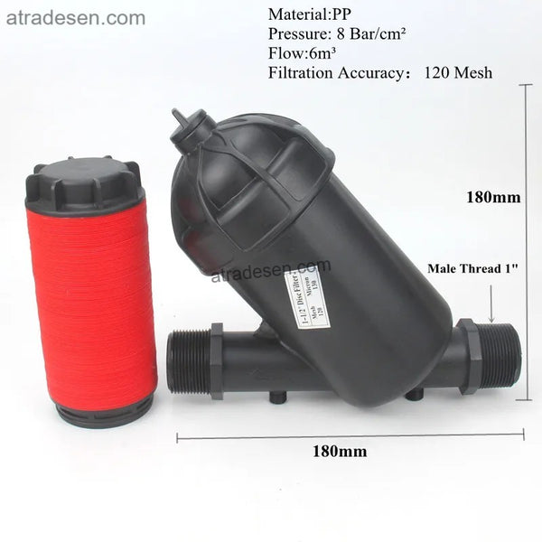 Premium Y-Type Disc Filter for Irrigation - 120 Mesh High Capacity Pre-Filter (Male Thread)