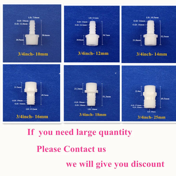 Food Grade PE Straight BSP Male Thread to Hose Barb Adapter - Plastic Connector