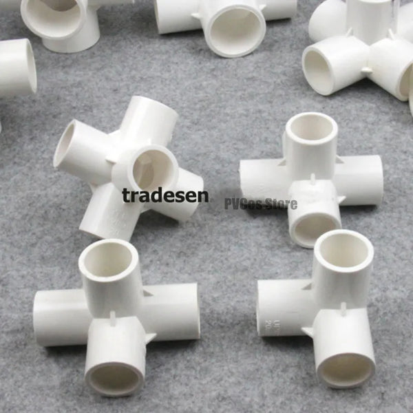 Premium White PVC Structural Fittings | 3-Way, 4-Way, 5-Way, 6-Way Connectors for DIY Frames & Plumbing (20mm-50mm)