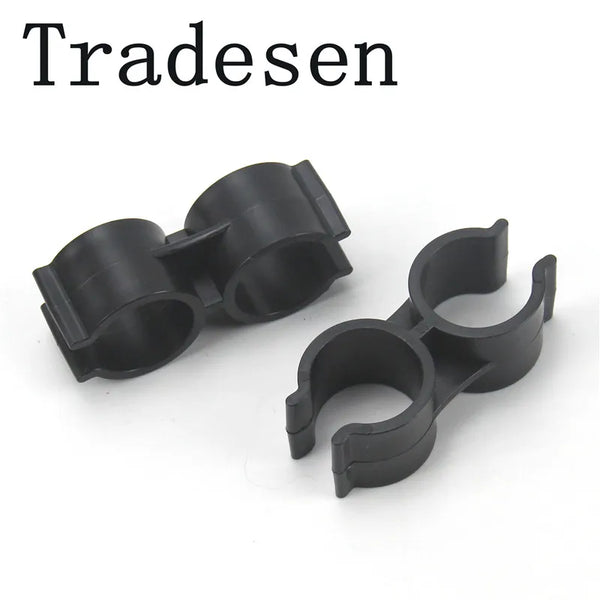 Premium UPVC H-Type Pipe Clamp - Double-U Parallel Tube Clip Bracket (Dark Grey / Beige)