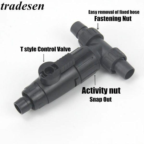 Quick Release Tee Adapter Hose Valve for DIY Aquarium Filter Systems