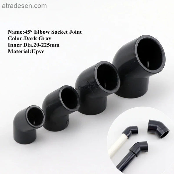 Premium Dark Grey UPVC 45-Degree Elbow (20mm-63mm) - Sanking Chemical Grade Fitting