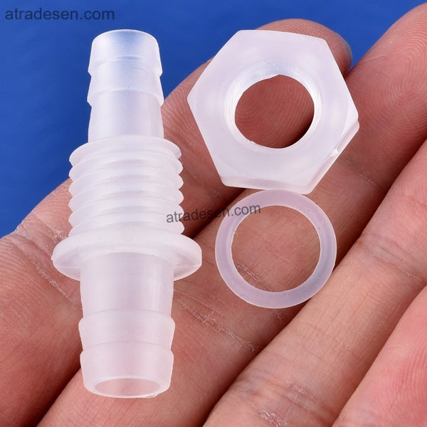 Food Grade Metric Bulkhead Fitting - Straight Through-Panel Barbed Connector