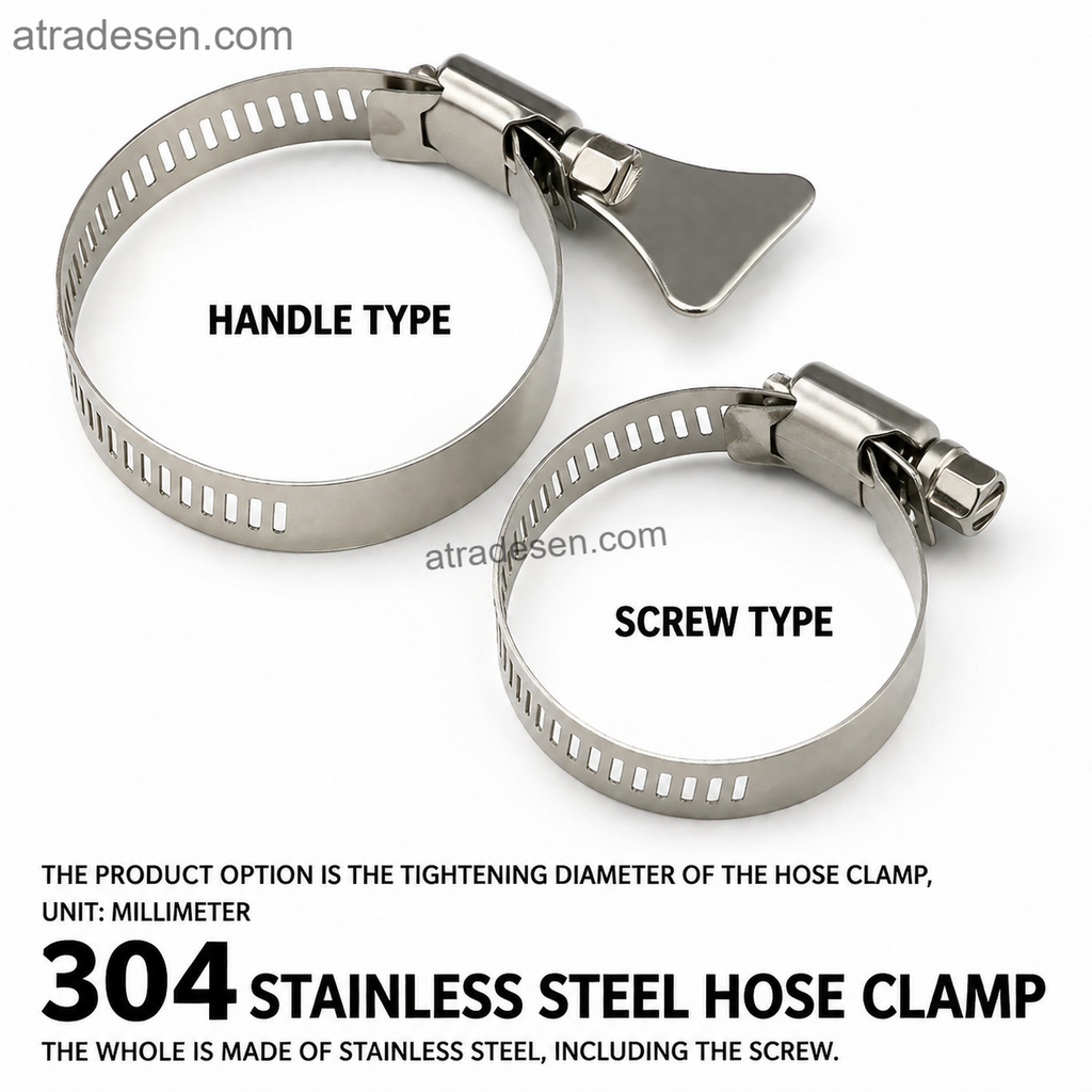 Premium 304 Stainless Steel Worm Gear Hose Clamps – Adjustable Pipe Tube Clips