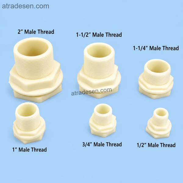 ABS Male Threaded Bulkhead Tank Connector | Water Inlet & Drainage Joint with Rubber Sealing Gasket (1/2