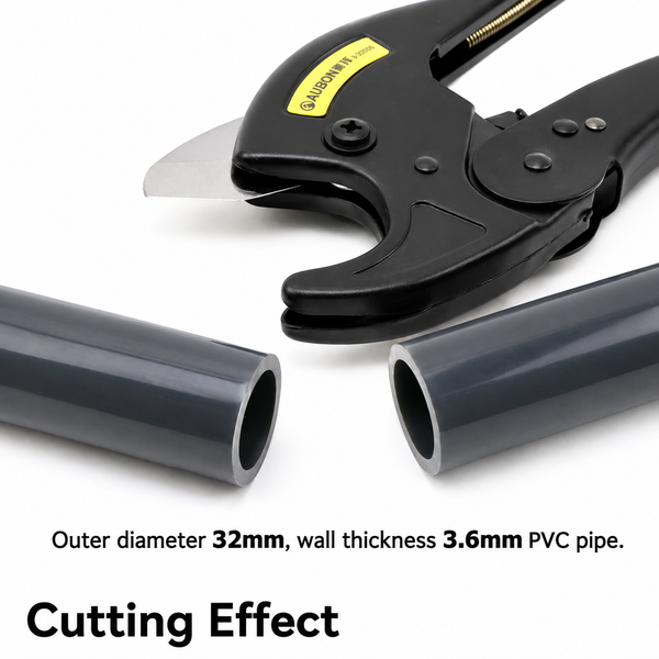 AUBON Professional PVC/PPR Pipe Cutter | Heavy-Duty Ratchet & Fast Shear Tubing Scissors (0-36mm, 0-42mm) - Atradesen
