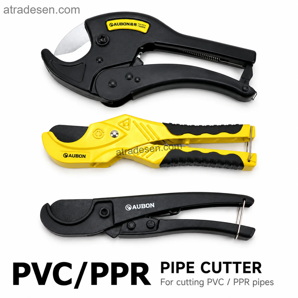 AUBON Professional PVC/PPR Pipe Cutter | Heavy-Duty Ratchet & Fast Shear Tubing Scissors (0-36mm, 0-42mm) - Atradesen