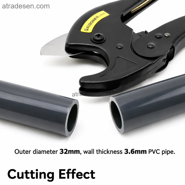 AUBON Professional PVC/PPR Pipe Cutter | Heavy-Duty Ratchet & Fast Shear Tubing Scissors (0-36mm, 0-42mm) - Atradesen
