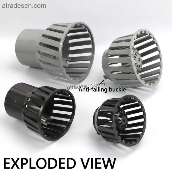 Adjustable PVC Fish Pond Skimmer Drain (50-110mm) | Rotating Mesh Surface Filter | Koi Pond & Aquaculture Plumbing