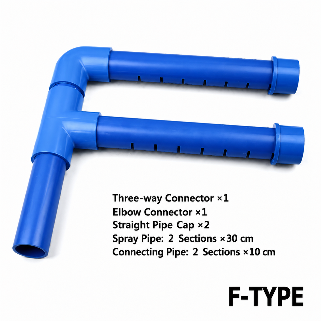 Complete F-Shaped Aquarium Spray Bar Kit (20-63mm) | Side-Mount Dual-Row Rain Shower Pipe Set | Sump DIY Plumbing + FREE Saw