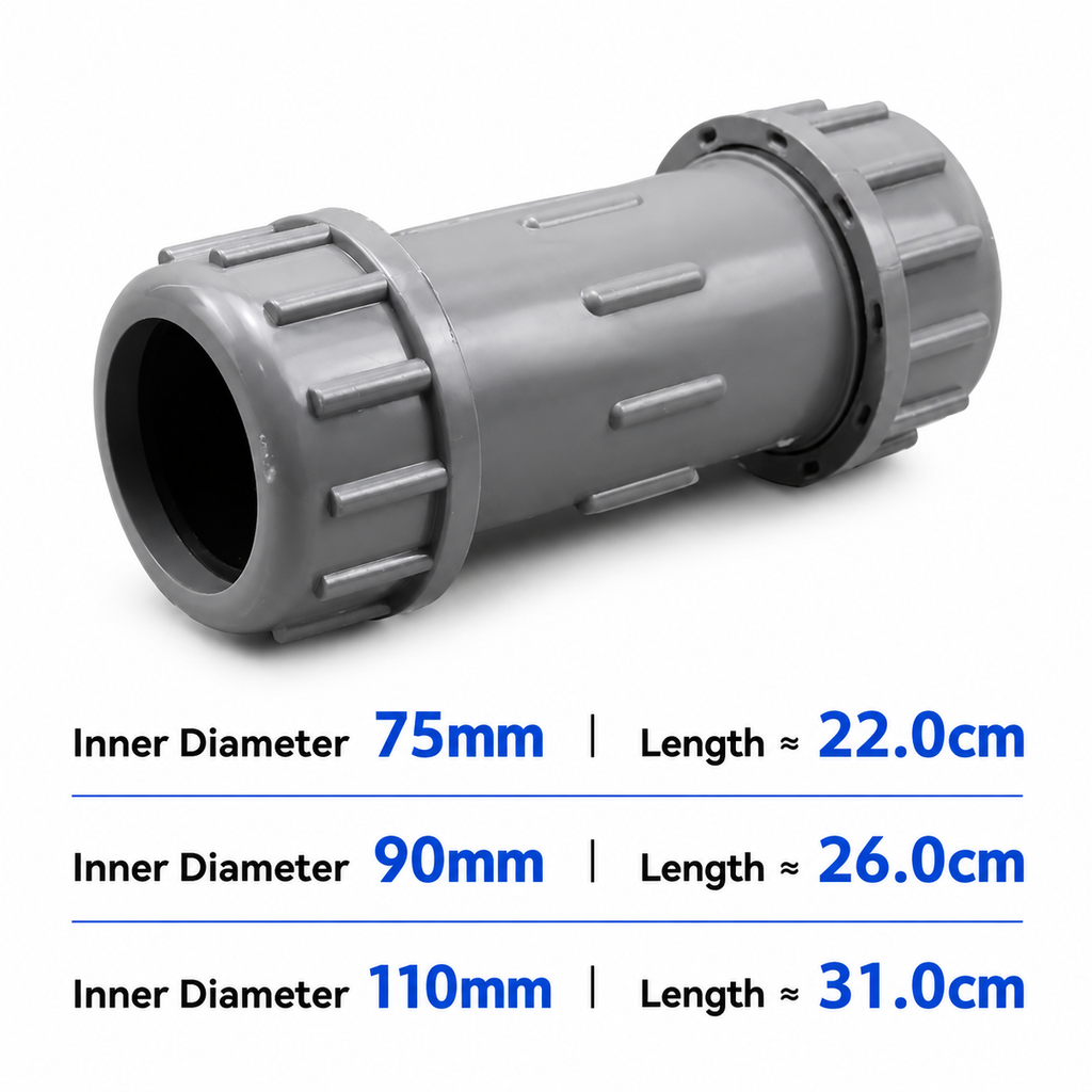 Heavy-Duty UPVC Compression Coupling (75mm-110mm) - Industrial Repair Connector