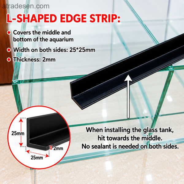 Complete Aquarium Glass Edging System (4-12mm) | U & L-Type Protective Trim with Corner Connectors | DIY Tank Frame