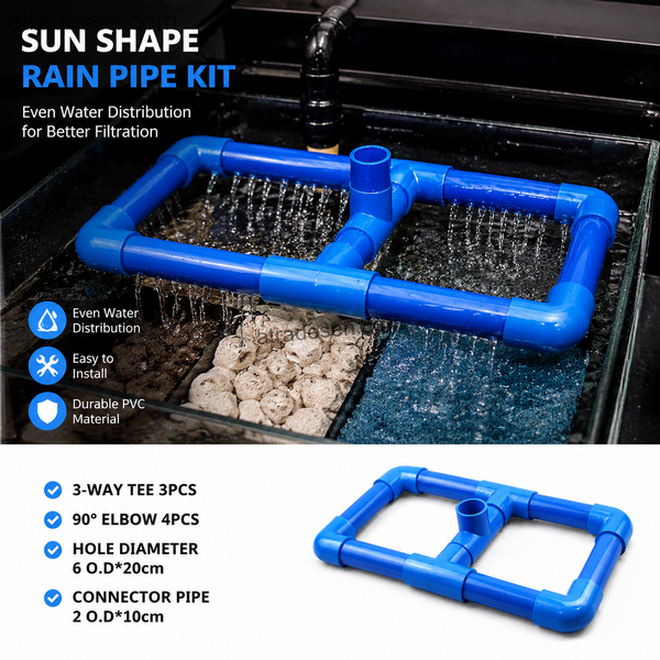 Complete Sun-Shape Aquarium Spray Bar Kit (20-50mm) | Dual-Loop DIY Rain Shower Return Pipe Set with FREE Saw | Sump Filter