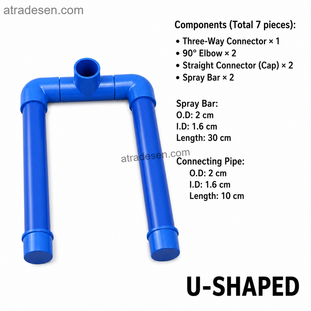 Complete U-Shaped Aquarium Spray Bar Kit (20-50mm) | DIY Rain Shower Return Pipe Set with FREE Hand Saw | Sump Plumbing
