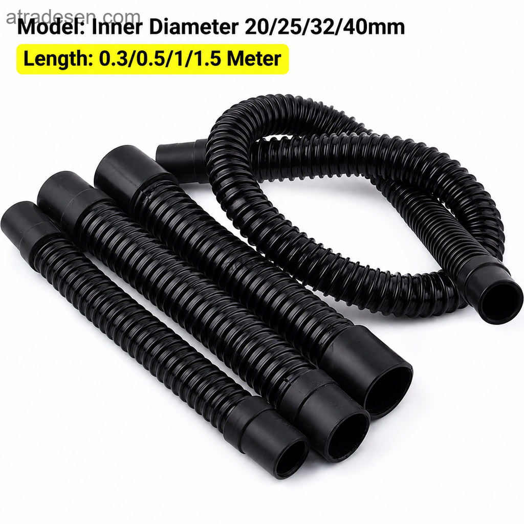 Flexible Aquarium Corrugated Hose with Soft Rubber Ends, Fish Tank Inlet & Outlet Water Pipe (ID 20mm to 50mm)