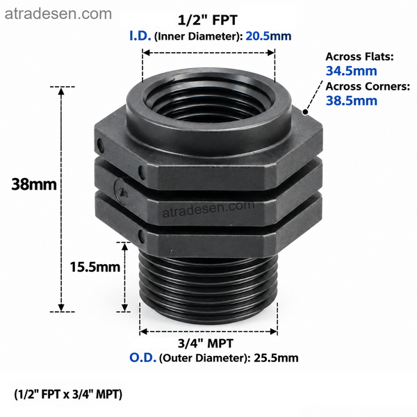 Food-Grade PP Threaded Pipe Adapter (1/2