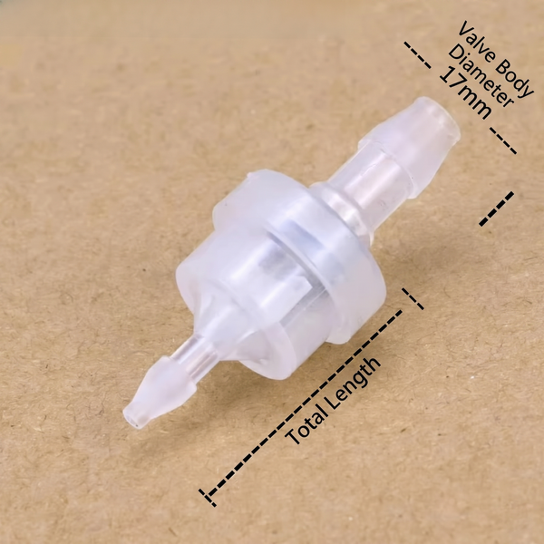 Food Grade PP Reducing Barbed Check Valve - Spring Loaded One-Way Non-Return Valve