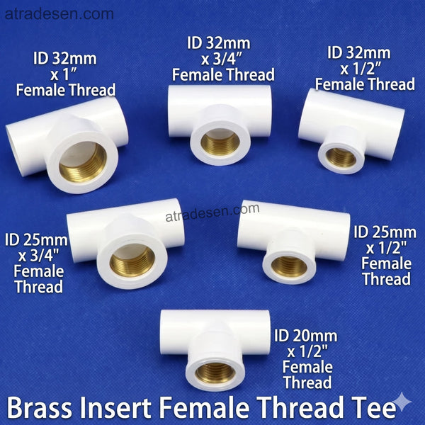 Premium Lesso White PVC Metal Threaded Fittings (20mm-32mm) - Female Adapter, Elbow & Tee