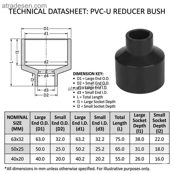 Heavy-Duty Dark Grey UPVC Reducing Coupling (90mm-160mm) - Industrial Pipe Reducer