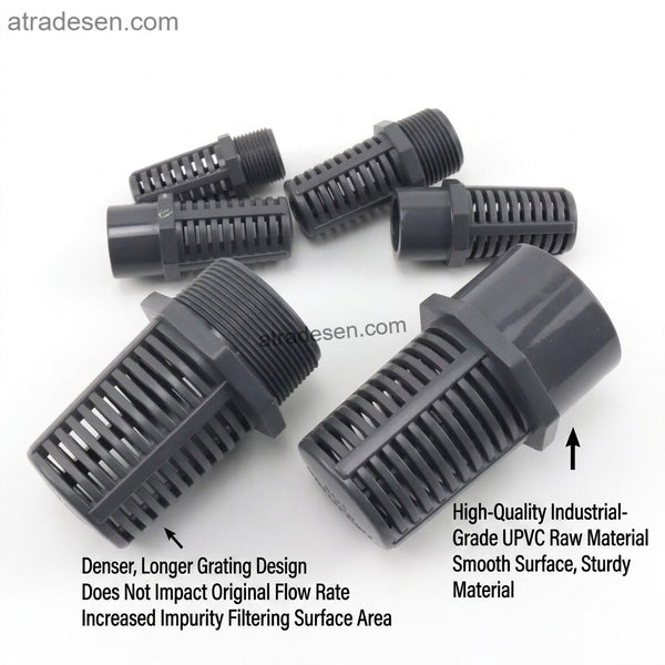 Premium UPVC Intake Pump Strainer - Food Grade Suction Screen Cap (Spigot & MPT)