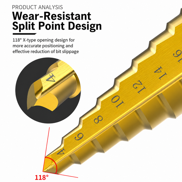 HSS-4241 High-Speed Steel Step Drill Bit | Symmetrical Pagoda Cone Drill for Wood, Plastic & Thin Metal Sheet (4mm - 52mm) - Atradesen