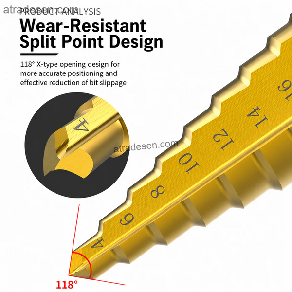 HSS-4241 High-Speed Steel Step Drill Bit | Symmetrical Pagoda Cone Drill for Wood, Plastic & Thin Metal Sheet (4mm - 52mm) - Atradesen