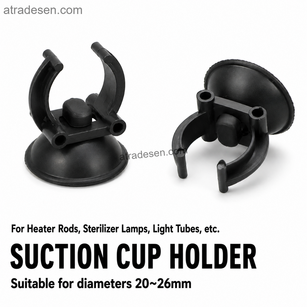 Heavy-Duty Aquarium Heater Suction Cup Holder (20-26mm) | Temperature Resistant Clip for UV Lamp & PVC Pipe