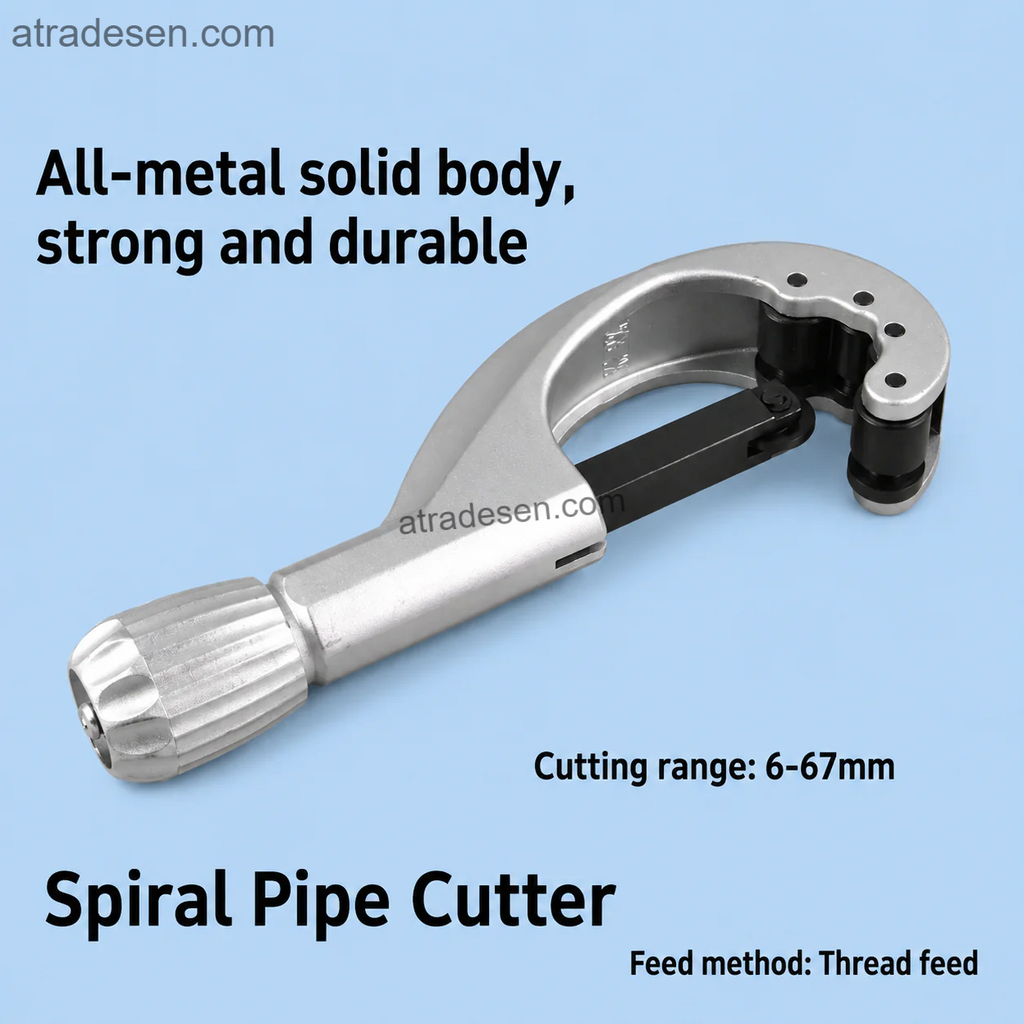 Heavy-Duty Spiral Pipe Cutter | All-Metal Zinc Alloy Rotary Wheel Tube Cutter for Copper, Aluminum & PVC (6-67mm) - Atradesen