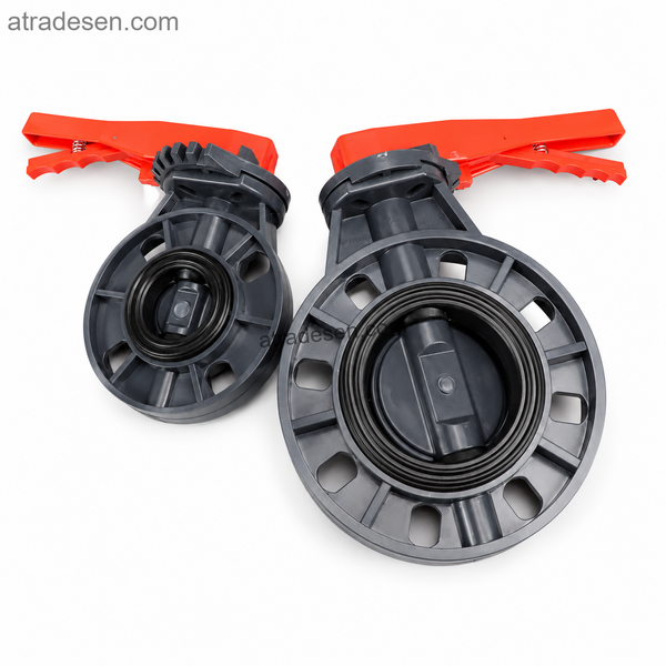 Heavy-Duty UPVC Flanged Butterfly Valve (63-225mm) | Wafer-Style Industrial Water Control | Handle & Worm Gear Options