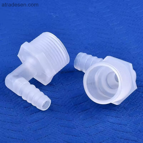 Food Grade 90 Degree BSP Male Thread to Hose Barb Elbow - Plastic Tube Connector (PP/PE)