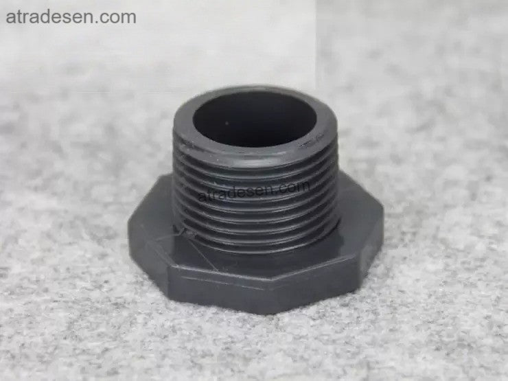 Machined Flat Base UPVC Male Thread Connector (20-50mm) | Single-Sided External Thread Adapter | Custom Flush Fit
