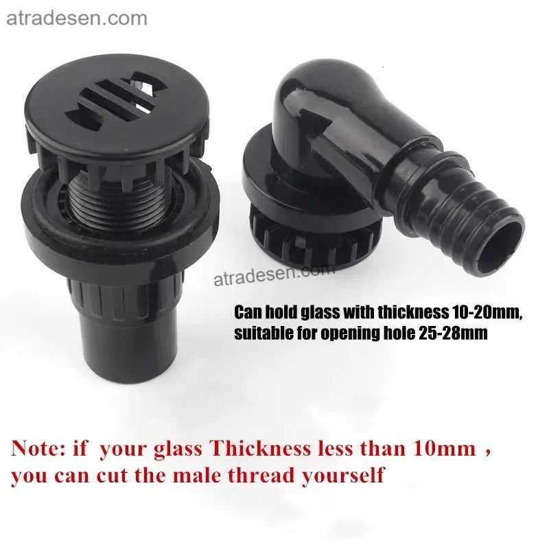 New-Style Flush Mount Aquarium Bottom Drain  25-28mm Hole Anti-Clog Bulkhead  Flat Base Tank Connector