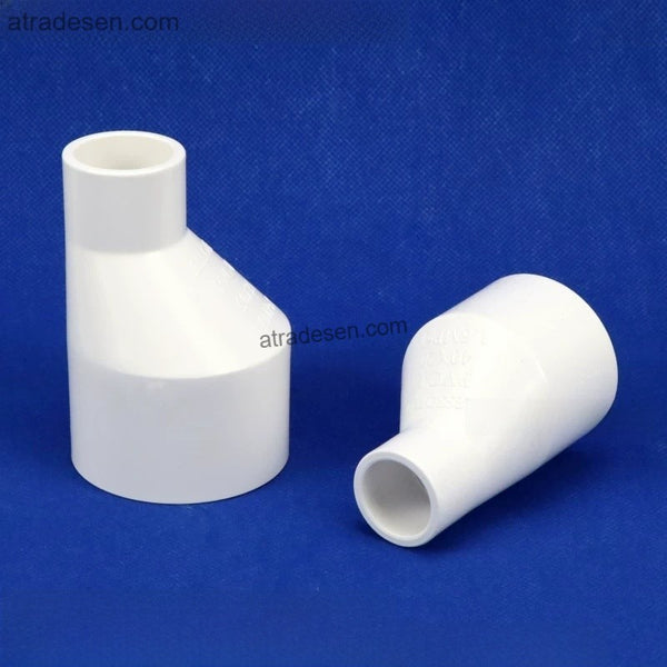 White PVC Eccentric Reducer (25mm-50mm) - Aquarium & DIY Flush Coupling