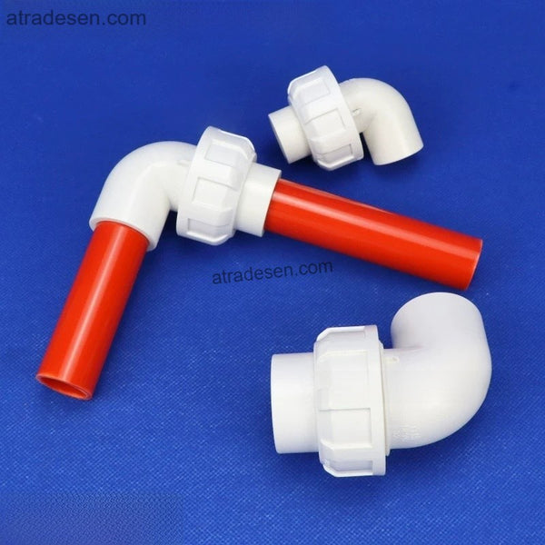 Premium White PVC 90-Degree Union Elbow (20mm-50mm) - Quick Disconnect Pipe Fitting