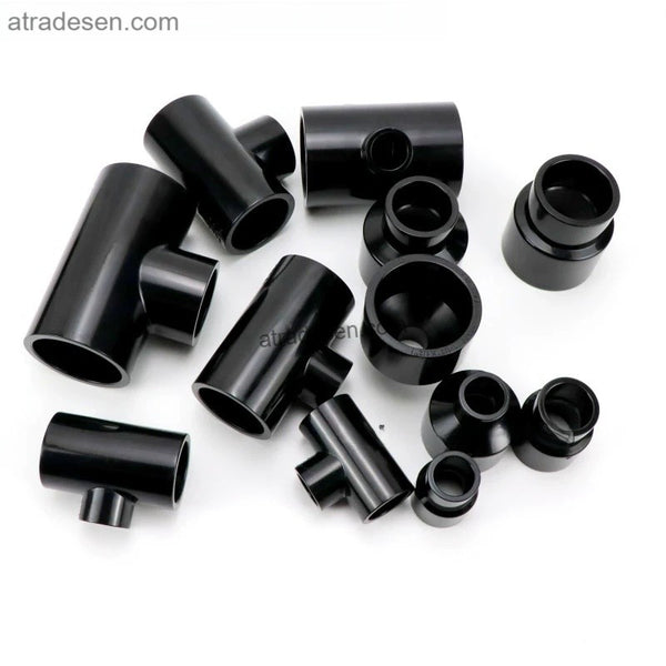 Premium Pure Black UPVC Reducing Fitting — Light-Blocking Slip-Fit Reducing Tee (25mm to 50mm ID)