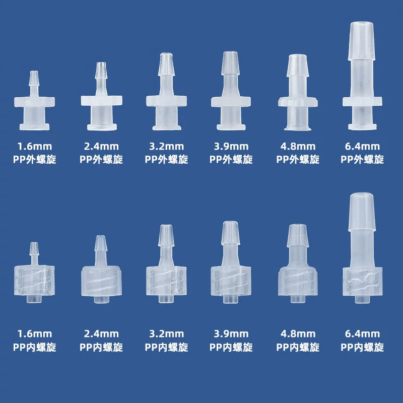 Premium Plastic Luer Lock to Hose Barb Adapter - Male/Female Syringe Fluid Fitting (PP)