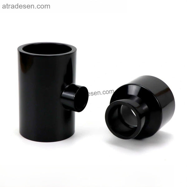 Premium Pure Black UPVC Reducing Coupling - Light-Blocking Bell Reducer (25mm to 50mm ID)