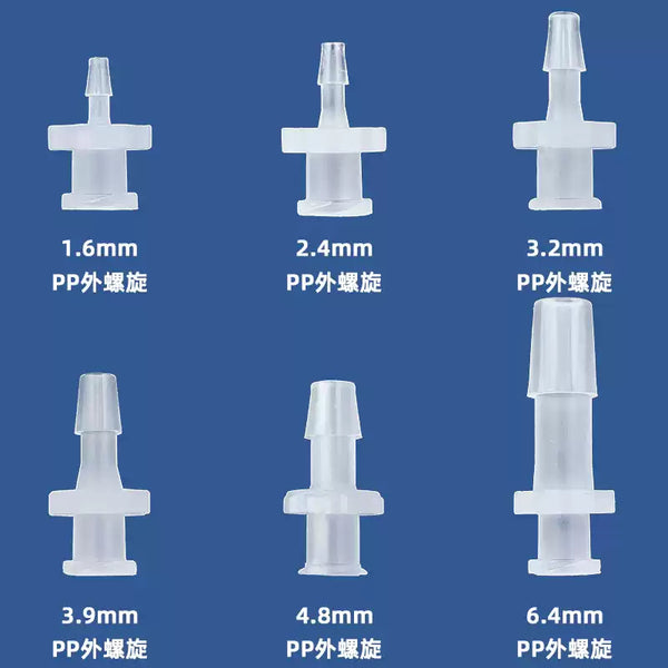 Premium Plastic Luer Lock to Hose Barb Adapter - Male/Female Syringe Fluid Fitting (PP)