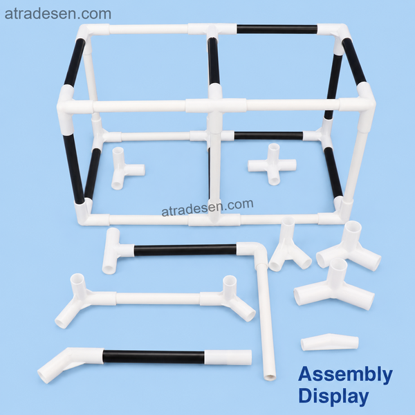 PE Plastic Small-Diameter Pipe Rack Connectors  Multi-Angle Structural Joint Fittings for DIY Frame Cover & Models (8mm, 12mm, 16mm, 19mm ID) - Atradesen