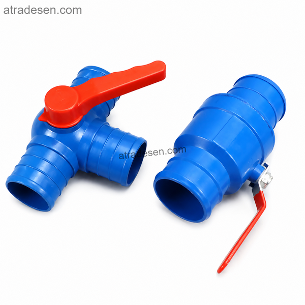 Heavy-Duty PVC 3-Way & Straight Barbed Valve (90mm-315mm) | High-Volume Flow Control Ball Valve for Farm Irrigation, Pool & Industrial Mainlines - Atradesen
