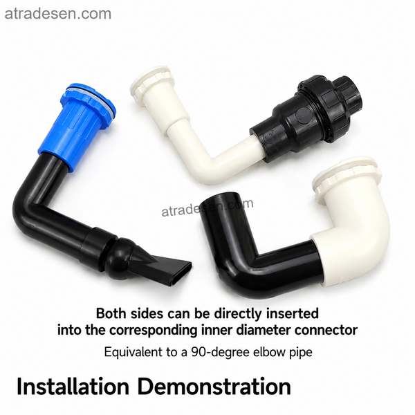 PVC Double Spigot 90-Degree Elbow | Double Male Insertion Pre-Bent Fitting for Tight Spaces (20mm, 25mm, 32mm) - Atradesen