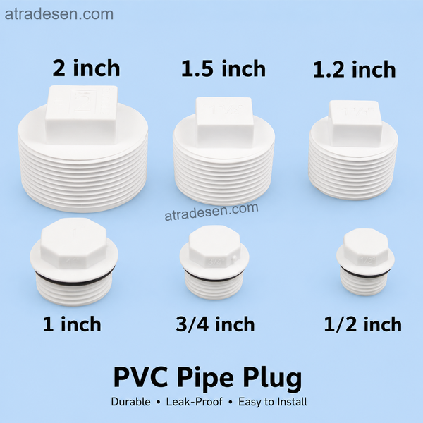 PVC External Thread Plug | BSP Male Threaded Pipe End Cap Screw Plug with O-Ring Seal (1/2