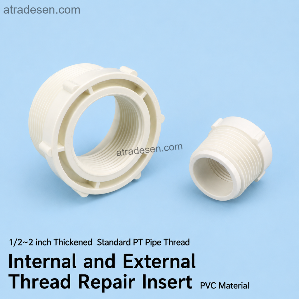 PVC Internal and External Thread Repair Insert | G/PT/BSP Male-to-Female Reducing Bushing Pipe Fitting (1/2" to 2") - Atradesen