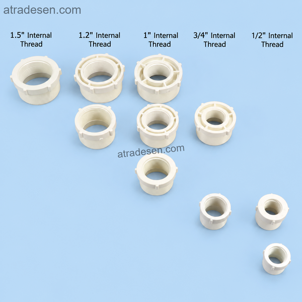 PVC Internal and External Thread Repair Insert | G/PT/BSP Male-to-Female Reducing Bushing Pipe Fitting (1/2