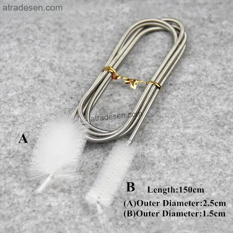 Premium 150cm Flexible Aquarium Pipe Cleaning Brush - Stainless Steel Double-Ended Spring Tube Cleaner
