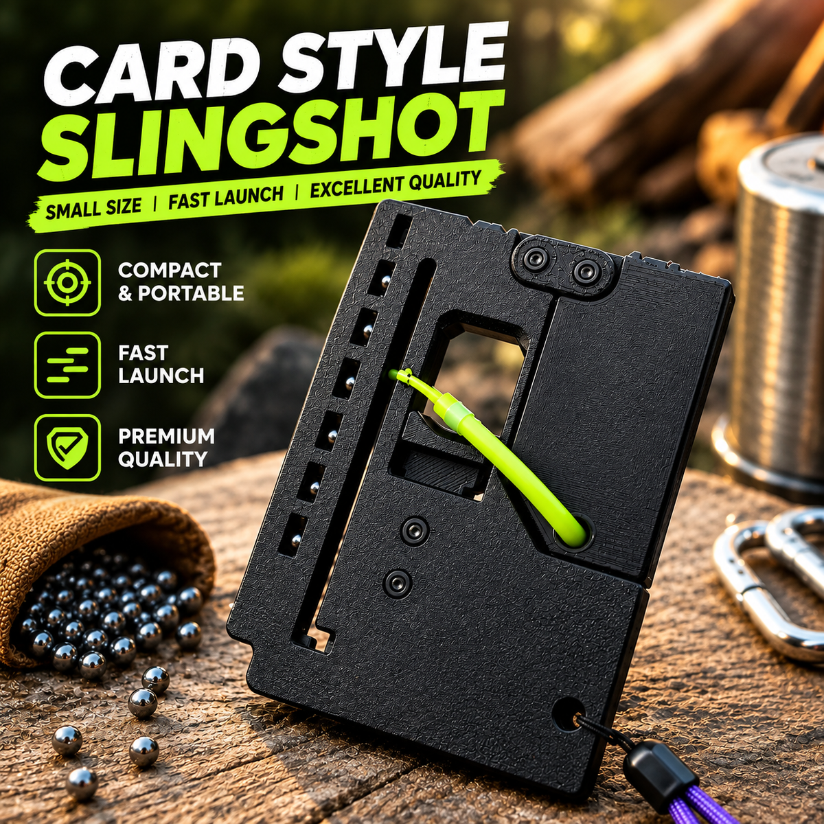 Premium 3D Printed EDC Card Slingshot | Pocket-Sized Tactical Launcher & Fidget Toy | Wallet Survival Gear