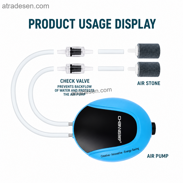 Premium 5-Stage Ultra-Quiet Aquarium Air Pump (3W-6W) | Suspended Motor Oxygen Aerator | Bedroom Silent Compressor
